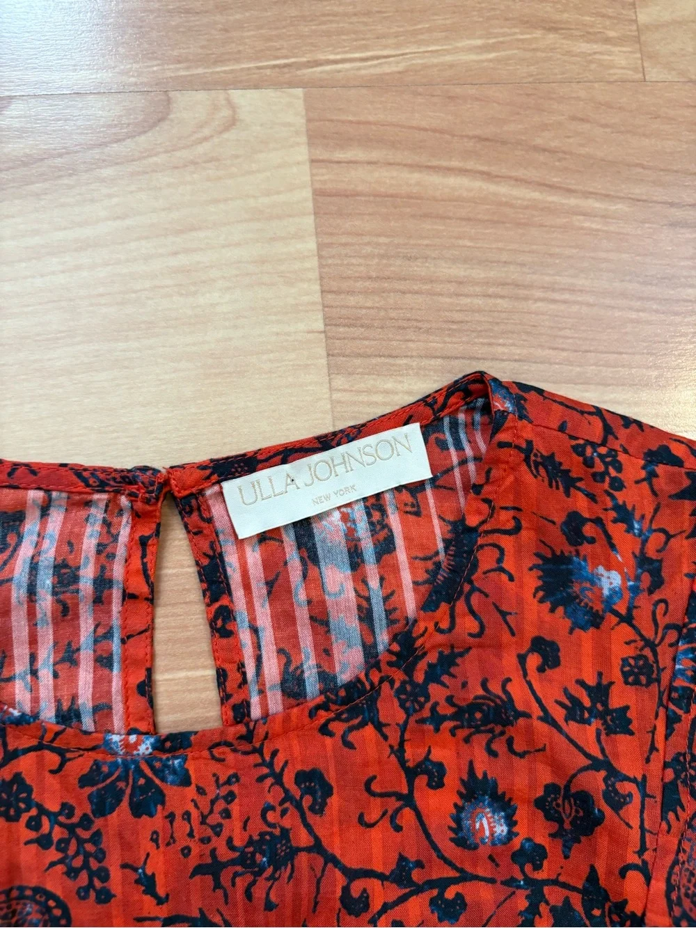 Ulla Johnson $320 Orange Poppy Prisha Blouse Size 6 Small Cottage Core Boho Chic